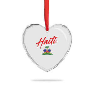 Retro Haiti Heart Crystal Glass Ornament Haitian Gift Ayiti Roots