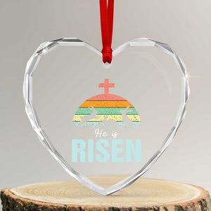 Retro He is Risen Heart Crystal Glass Ornament Bunny Easter Cross Christian Religious Jesus Has Risen TS10 Transparent Glass 3'' Heart Print Your Wear