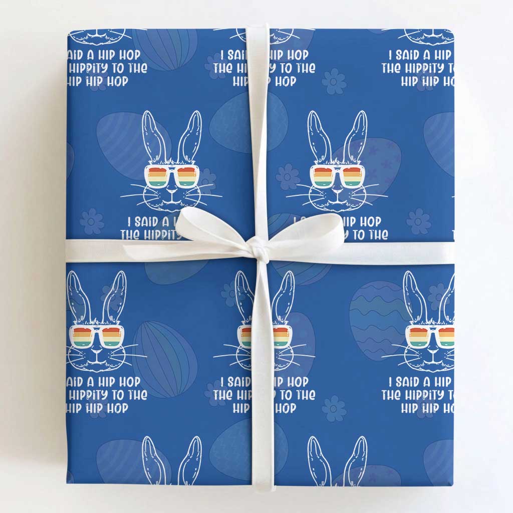 Retro Hip Hop Easter Bunny Wrapping Paper Roll Funny Hippity Cool Rabbit Lovers Toddler TS10 Royal Blue Print Your Wear