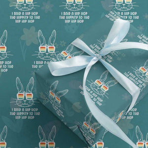 Retro Hip Hop Easter Bunny Wrapping Paper Roll Funny Hippity Cool Rabbit Lovers Toddler TS10 Teal Print Your Wear