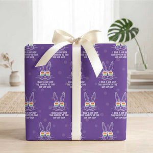 Retro Hip Hop Easter Bunny Wrapping Paper Roll Funny Hippity Cool Rabbit Lovers Toddler TS10 Purple Print Your Wear
