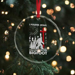 Retro I Found Jesus Still Looking For Bigfoot Crystal Glass Ornament Camouflage US American Flag Camo TS10 Print Your Wear