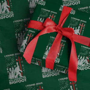 Retro I Found Jesus Still Looking For Bigfoot Wrapping Paper Roll Camouflage US American Flag Camo TS10 Green Print Your Wear