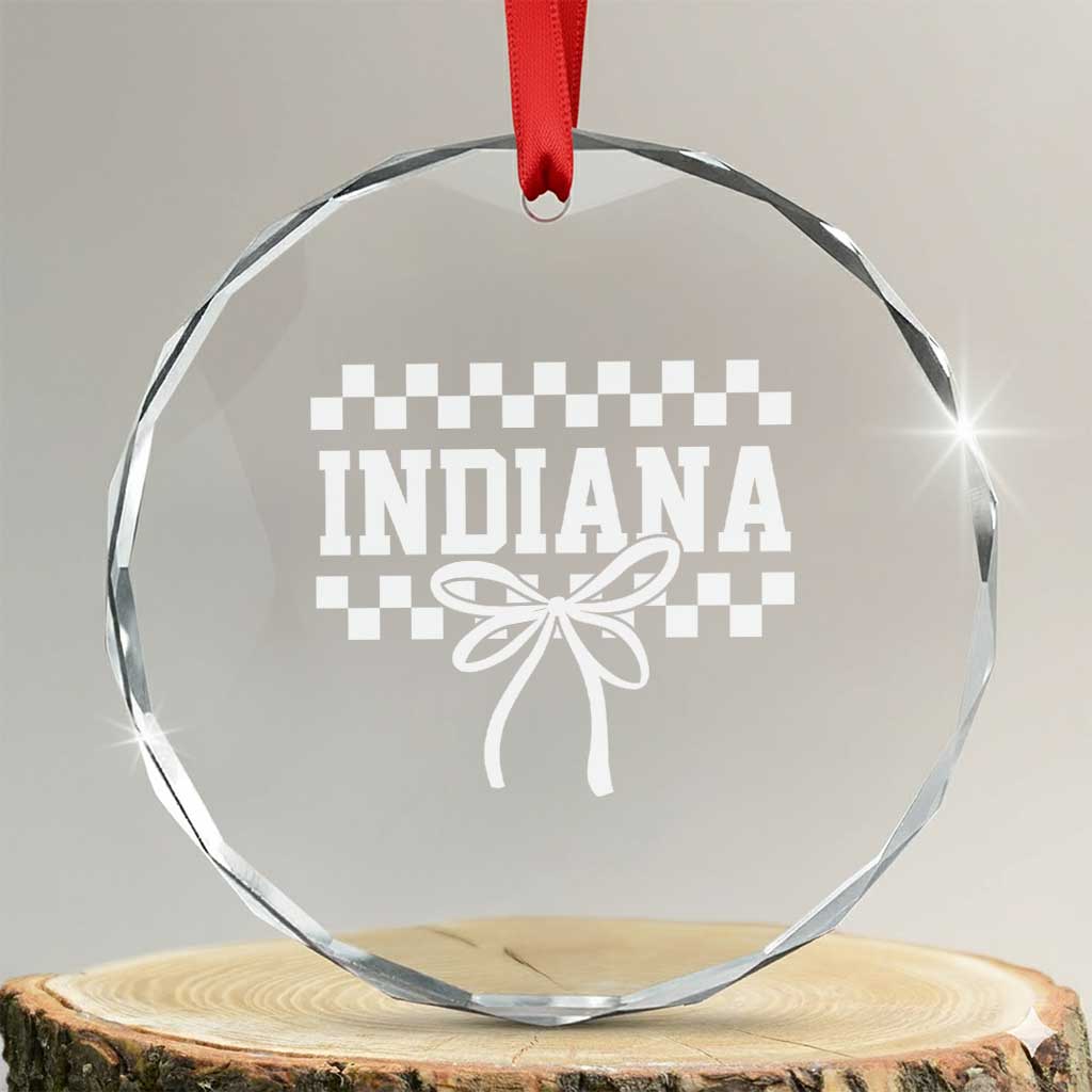 Retro Indiana Crystal Glass Ornament Coquette Bow Checkered Women Girls Kids TS10 Transparent Glass 3'' Circle Print Your Wear