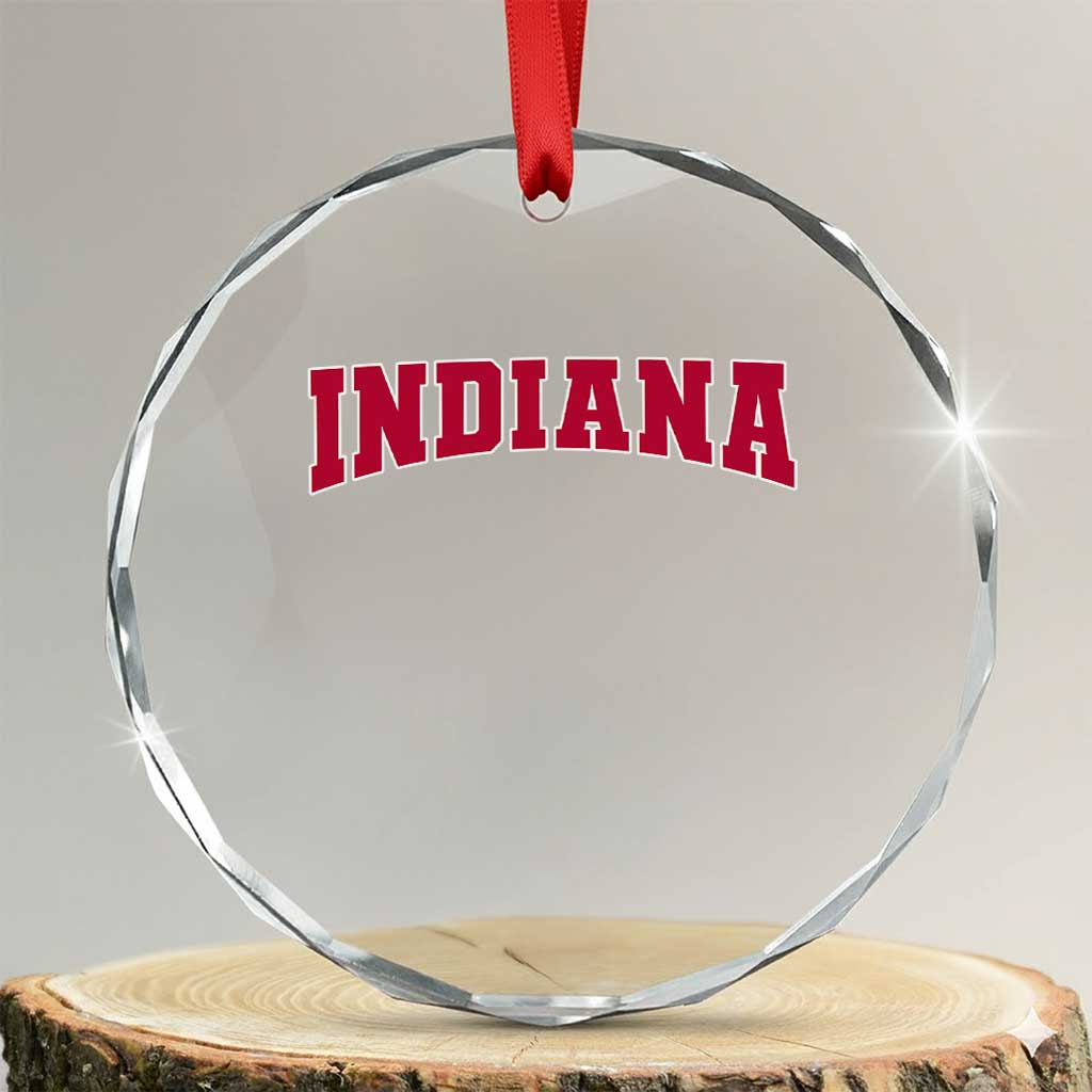 Retro Indiana Crystal Glass Ornament Vintage Athletic Sports Style 80s 90s Red Design TS10 Transparent Glass 3'' Circle Print Your Wear