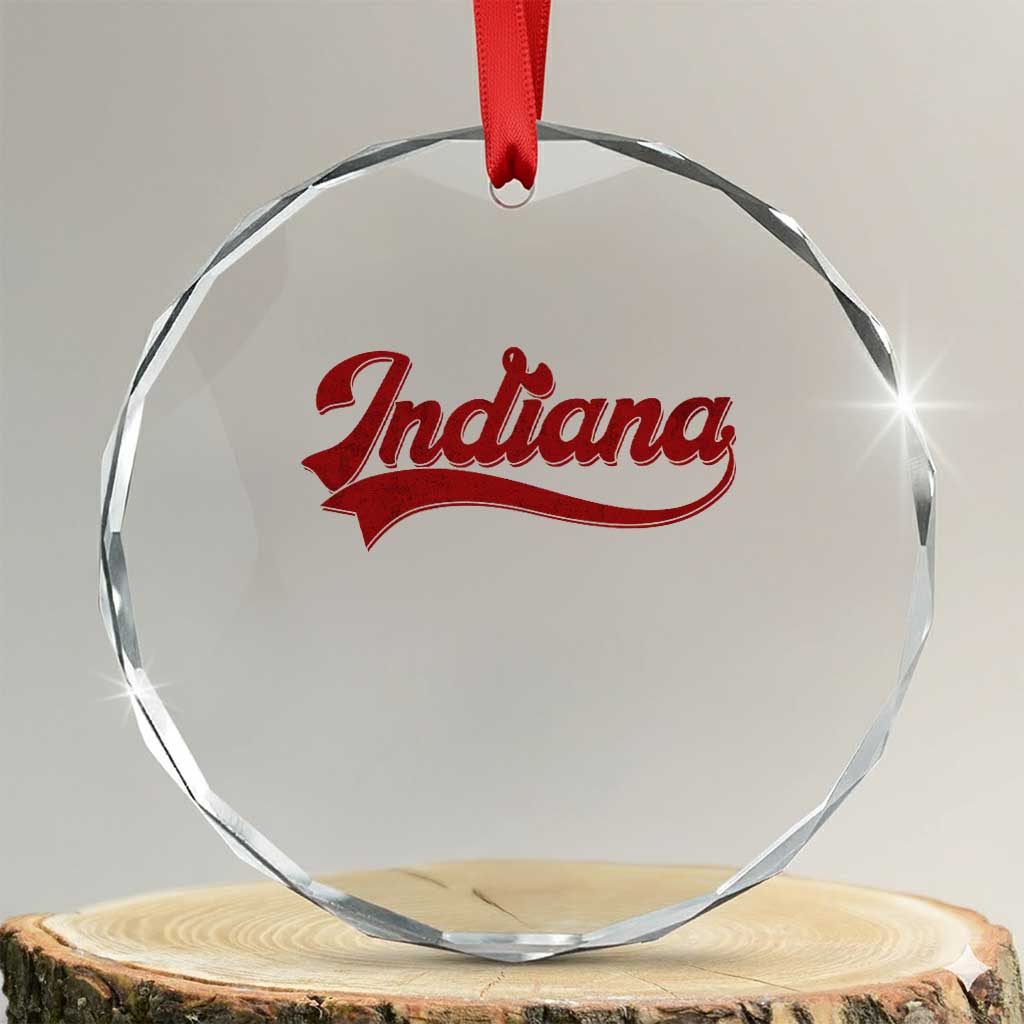 Retro Indiana Crystal Glass Ornament Vintage City Athletic Sports Game Day TS10 Transparent Glass 3'' Circle Print Your Wear