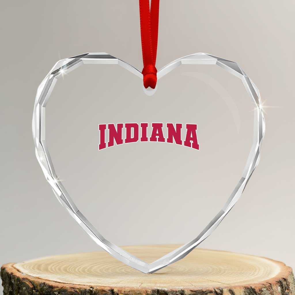 Retro Indiana Heart Crystal Glass Ornament Vintage Athletic Sports Style 80s 90s Red Design TS10 Transparent Glass 3'' Heart Print Your Wear