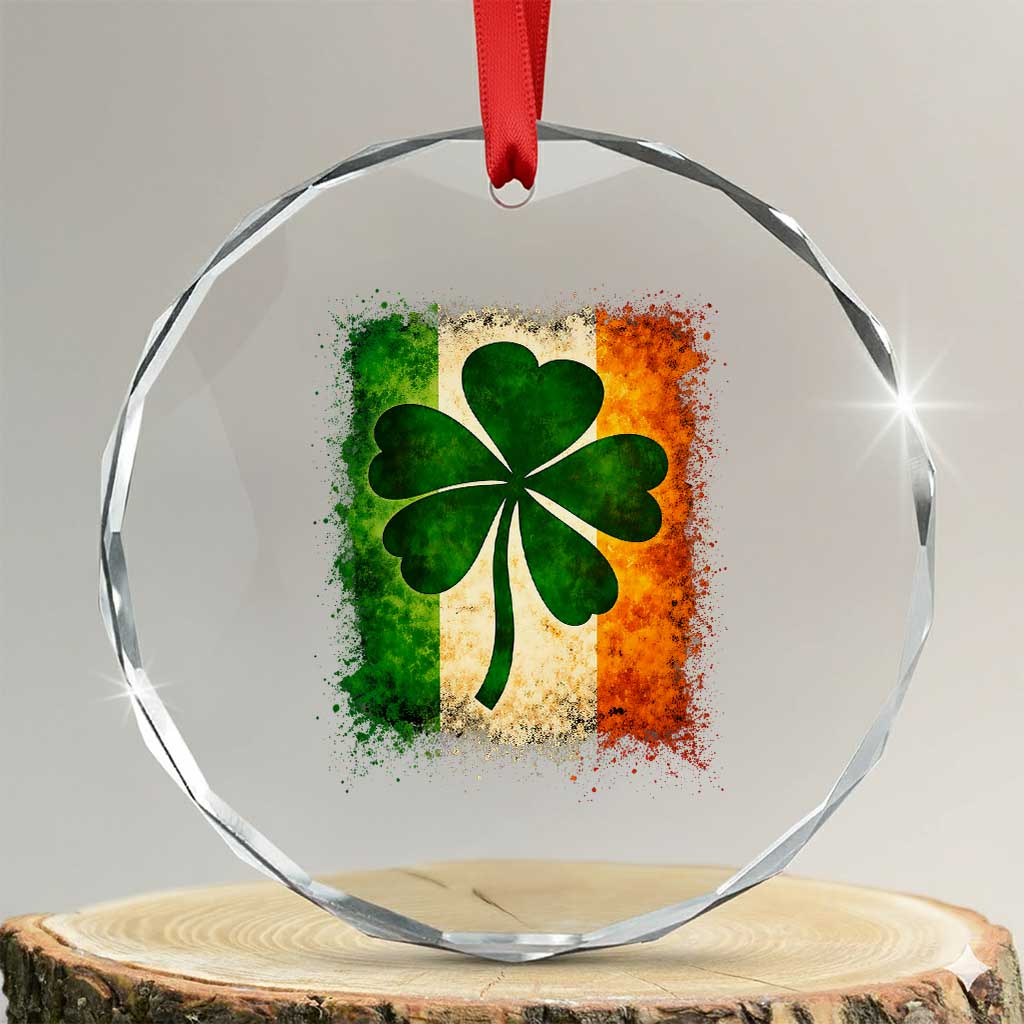Retro Ireland Shamrock Irish Flag St Patricks Day Crystal Glass Ornament TS14 Transparent Glass 3'' Circle Print Your Wear