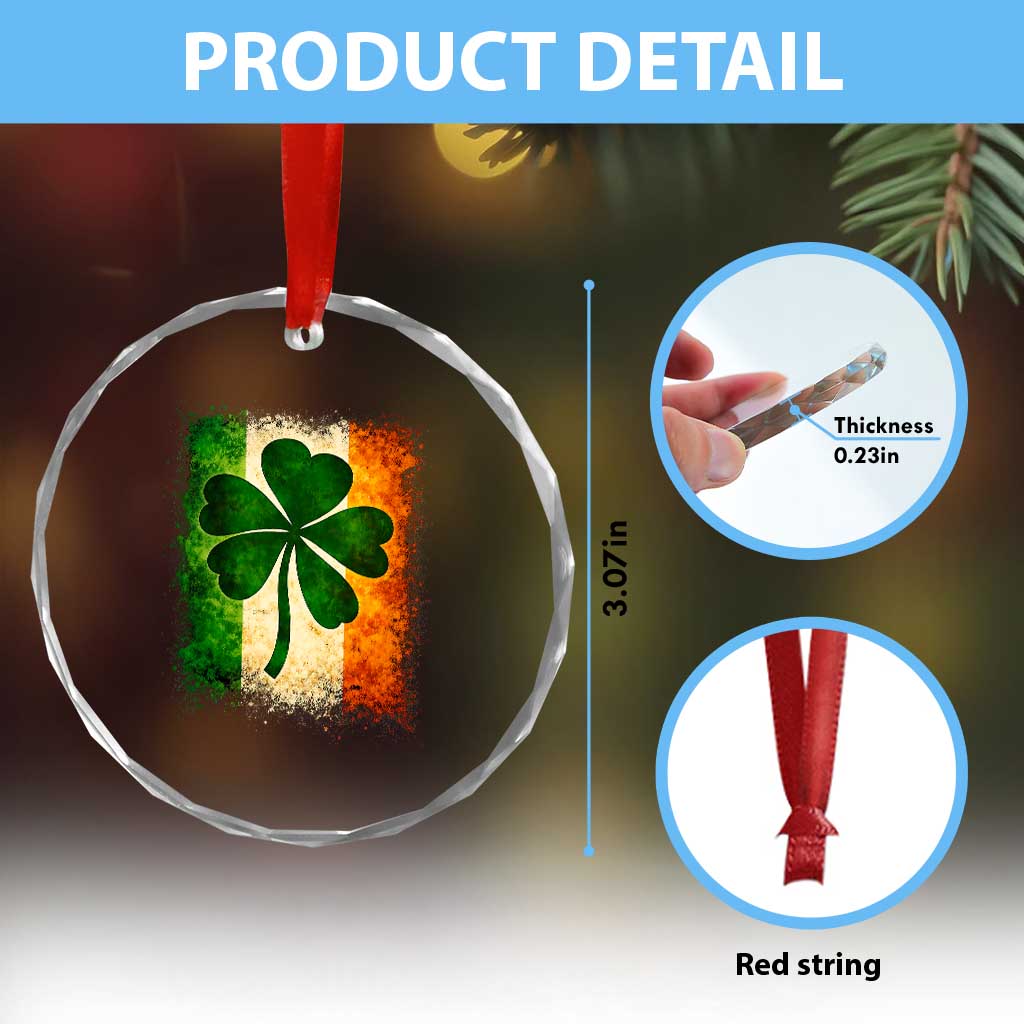 Retro Ireland Shamrock Irish Flag St Patricks Day Crystal Glass Ornament TS14 Print Your Wear