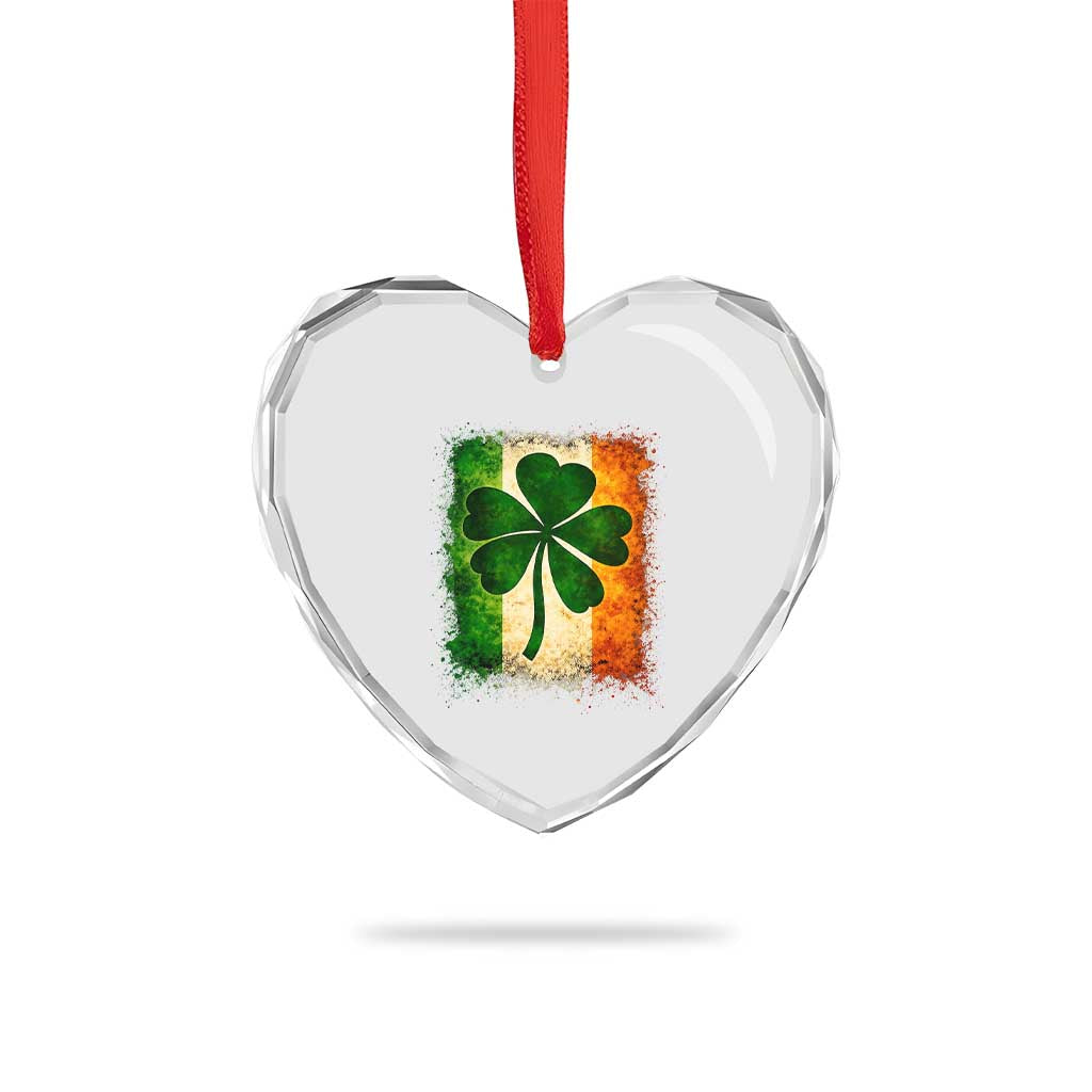 Retro Ireland Shamrock Irish Flag St Patricks Day Heart Crystal Glass Ornament TS14 Print Your Wear