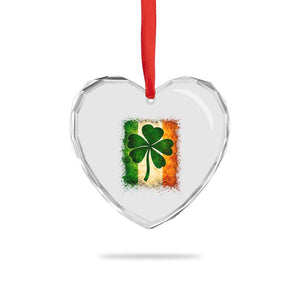 Retro Ireland Shamrock Irish Flag St Patricks Day Heart Crystal Glass Ornament TS14 Print Your Wear