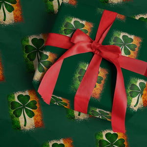 Retro Ireland Shamrock Irish Flag St Patricks Day Wrapping Paper Roll TS14 Green Print Your Wear