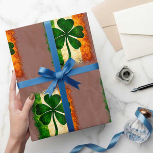Retro Ireland Shamrock Irish Flag St Patricks Day Wrapping Paper Roll TS14 Mocha Print Your Wear