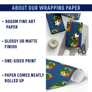 Retro Ireland Shamrock Irish Flag St Patricks Day Wrapping Paper Roll TS14 Print Your Wear