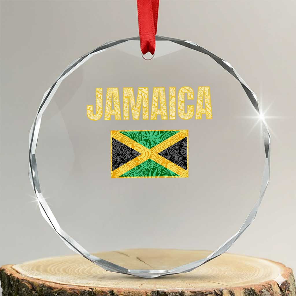 Retro Jamaica Crystal Glass Ornament Tropical Jamaican Flag TS02 Transparent Glass 3'' Circle Print Your Wear