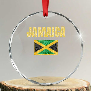Retro Jamaica Crystal Glass Ornament Tropical Jamaican Flag TS02 Transparent Glass 3'' Circle Print Your Wear