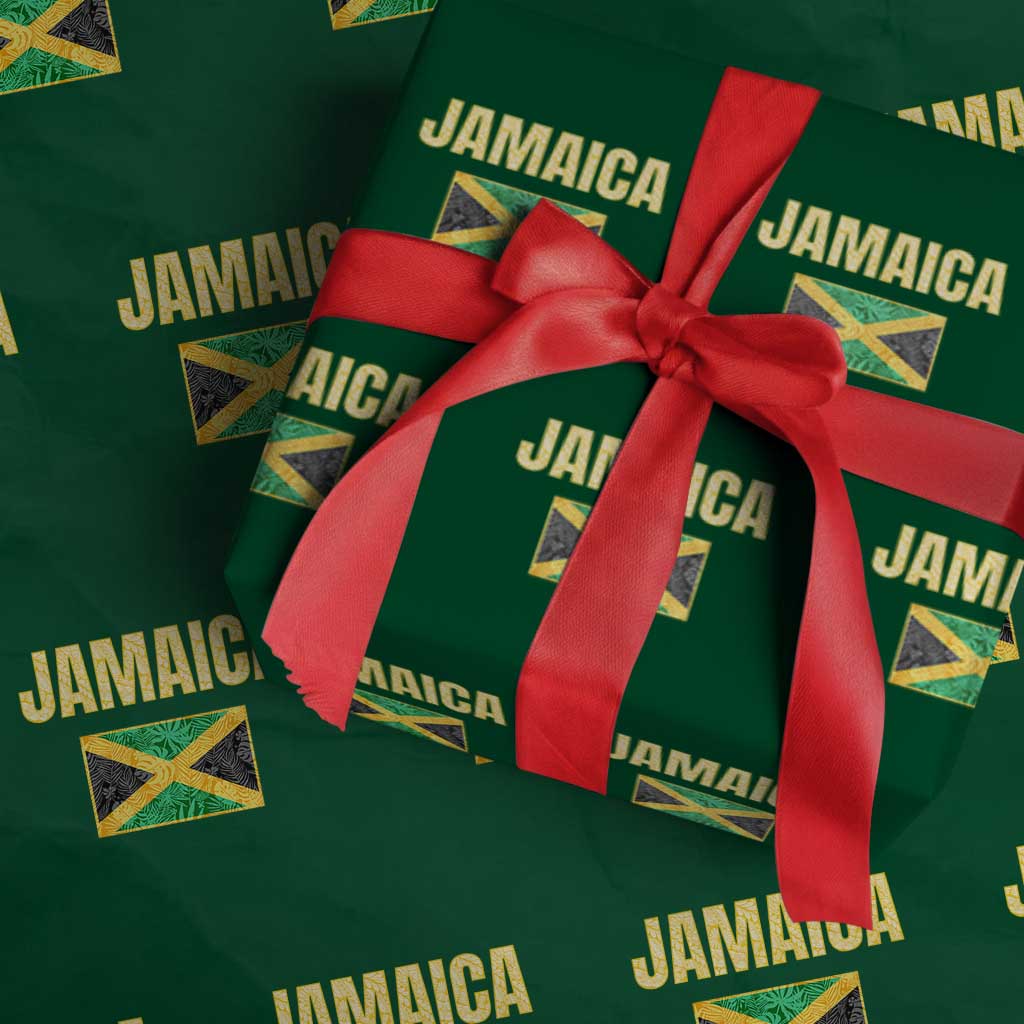 Retro Jamaica Wrapping Paper Roll Tropical Jamaican Flag TS02 Green Print Your Wear