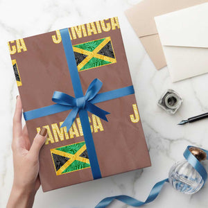 Retro Jamaica Wrapping Paper Roll Tropical Jamaican Flag TS02 Mocha Print Your Wear