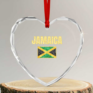 Retro Jamaica Heart Crystal Glass Ornament Tropical Jamaican Flag TS02 Transparent Glass 3'' Heart Print Your Wear