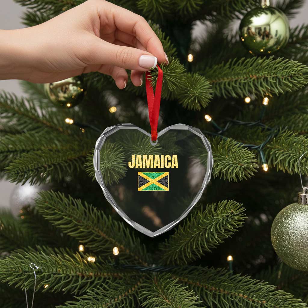 Retro Jamaica Heart Crystal Glass Ornament Tropical Jamaican Flag TS02 Print Your Wear