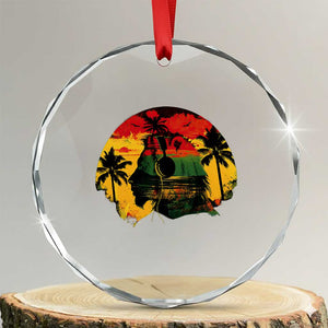 Retro Jamaican Lion Sunset Crystal Glass Ornament Rasta Colors Music and Island Vibes Graphic TS02 Transparent Glass 3'' Circle Print Your Wear