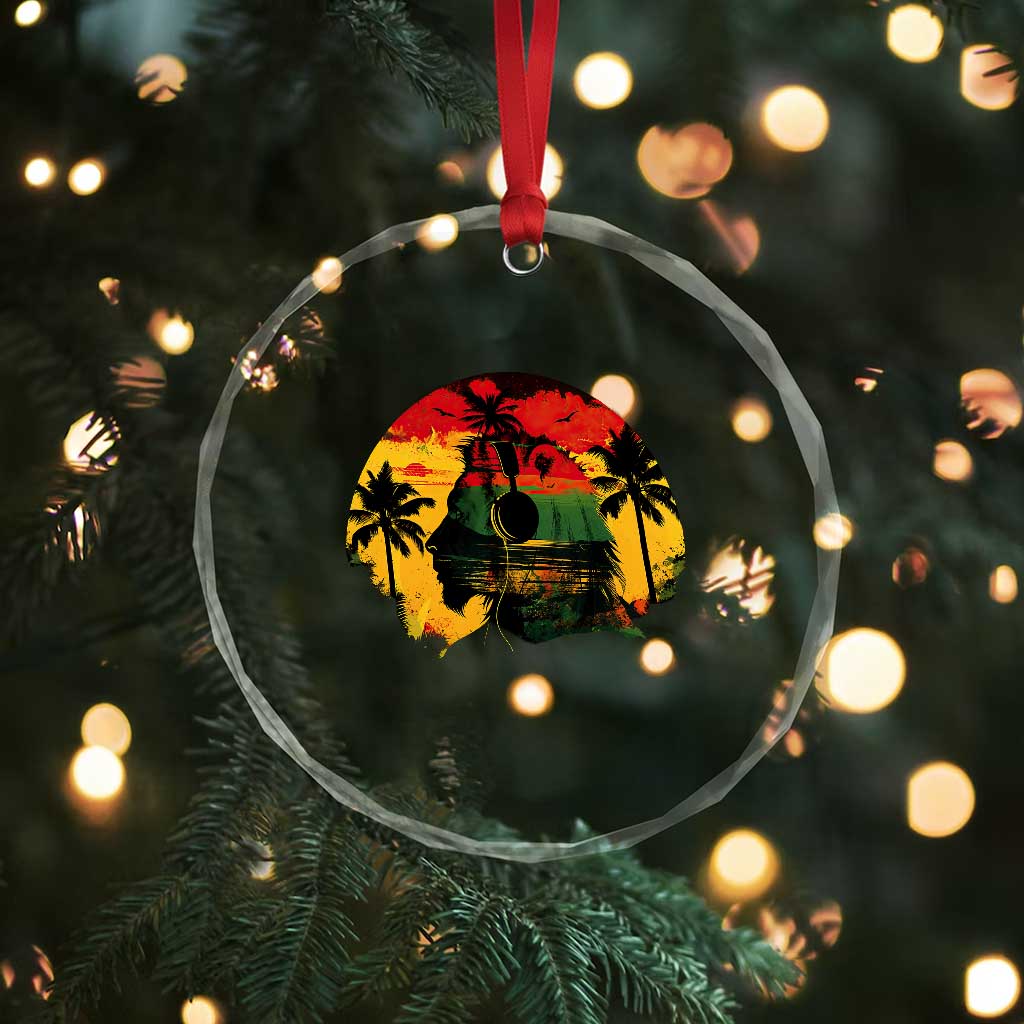 Retro Jamaican Lion Sunset Crystal Glass Ornament Rasta Colors Music and Island Vibes Graphic TS02 Print Your Wear