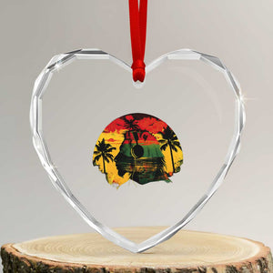 Retro Jamaican Lion Sunset Heart Crystal Glass Ornament Rasta Colors Music and Island Vibes Graphic TS02 Transparent Glass 3'' Heart Print Your Wear
