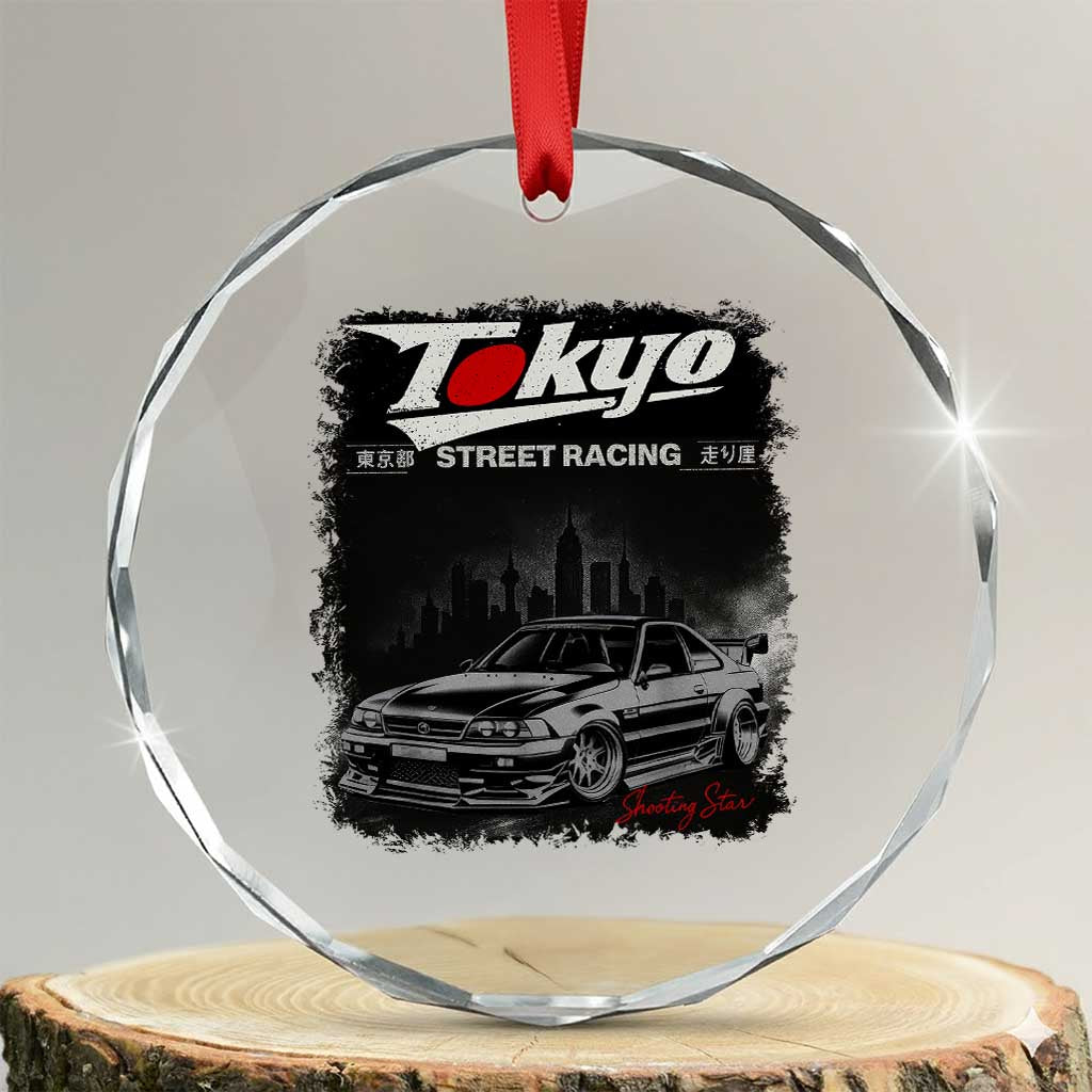 Retro JDM Drift Car Crystal Glass Ornament Japanese Tokyo Japan Drifting Race Car TS10 Transparent Glass 3'' Circle Print Your Wear