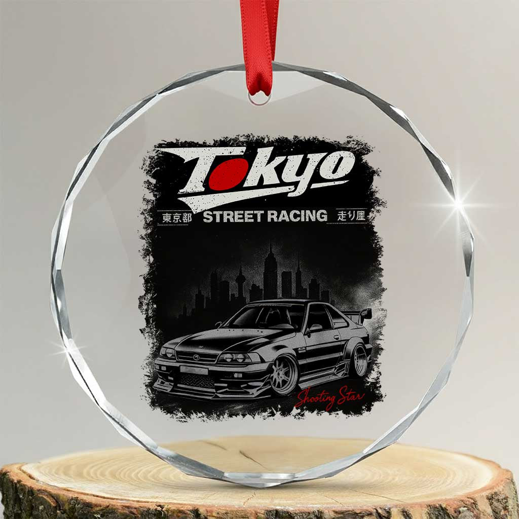 Retro JDM Drift Car Crystal Glass Ornament Japanese Tokyo Japan Drifting Race Car TS10 Transparent Glass 3'' Circle Print Your Wear