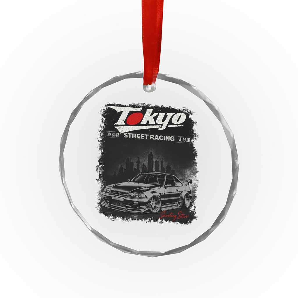 Retro JDM Drift Car Crystal Glass Ornament Japanese Tokyo Japan Drifting Race Car TS10 Transparent Glass 3'' Circle Print Your Wear