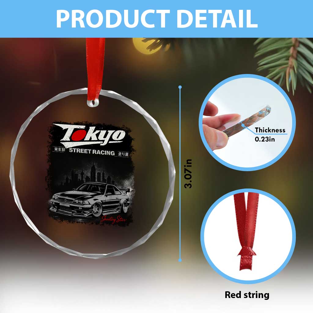 Retro JDM Drift Car Crystal Glass Ornament Japanese Tokyo Japan Drifting Race Car TS10 Print Your Wear