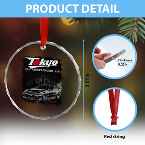 Retro JDM Drift Car Crystal Glass Ornament Japanese Tokyo Japan Drifting Race Car TS10 Print Your Wear