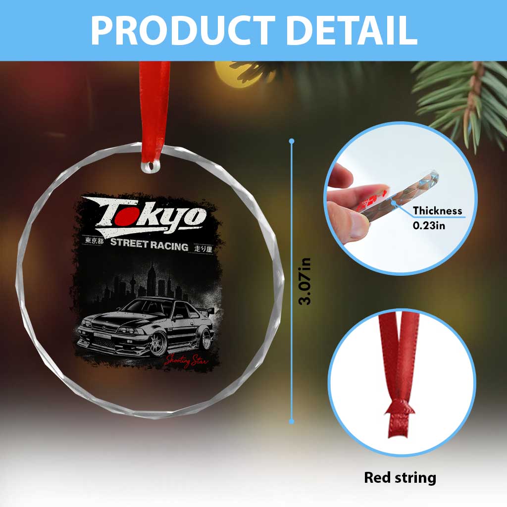 Retro JDM Drift Car Crystal Glass Ornament Japanese Tokyo Japan Drifting Race Car TS10 Print Your Wear