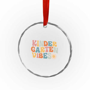 Retro Kindergarten Vibes Crystal Glass Ornament Cute Kinder Crew First Day of School