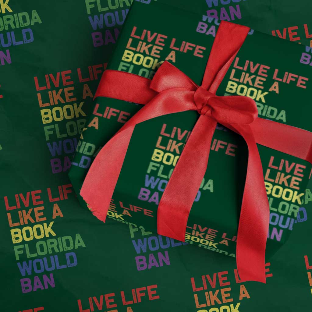 Retro Live Like Book In Florida LGBTQ Subtle Pride Wrapping Paper Roll Rainbow LGBTQIA Pride TS10 Green Print Your Wear