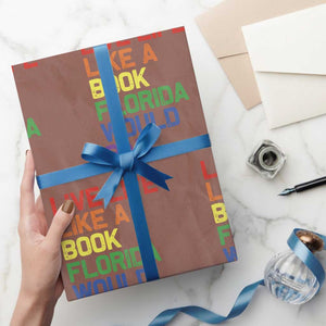 Retro Live Like Book In Florida LGBTQ Subtle Pride Wrapping Paper Roll Rainbow LGBTQIA Pride TS10 Mocha Print Your Wear