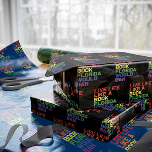 Retro Live Like Book In Florida LGBTQ Subtle Pride Wrapping Paper Roll Rainbow LGBTQIA Pride TS10 Black Print Your Wear