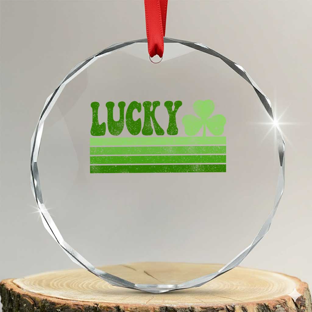 Retro Lucky Crystal Glass Ornament St Patricks Day Irish Shamrock TS10 Transparent Glass 3'' Circle Print Your Wear