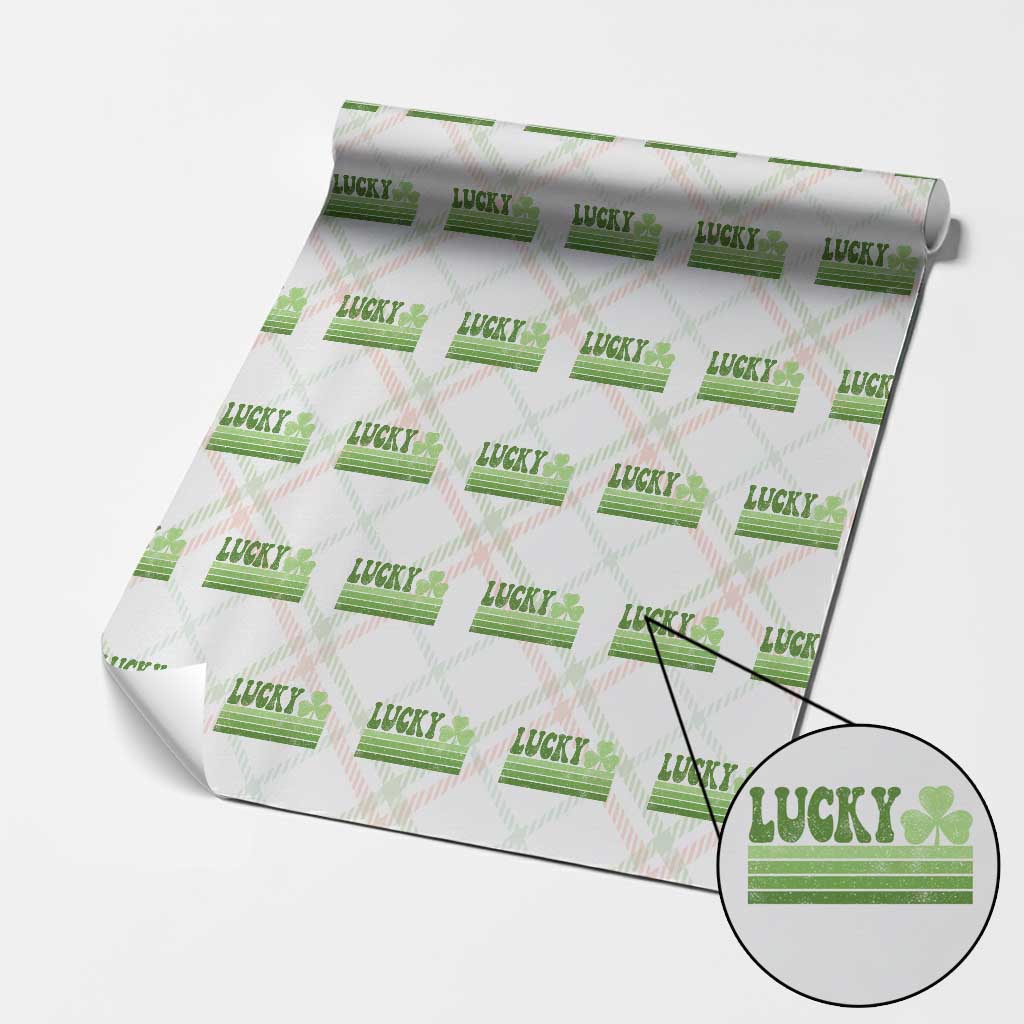Retro Lucky Wrapping Paper Roll St Patricks Day Irish Shamrock TS10 Christmas Plaid Print Your Wear