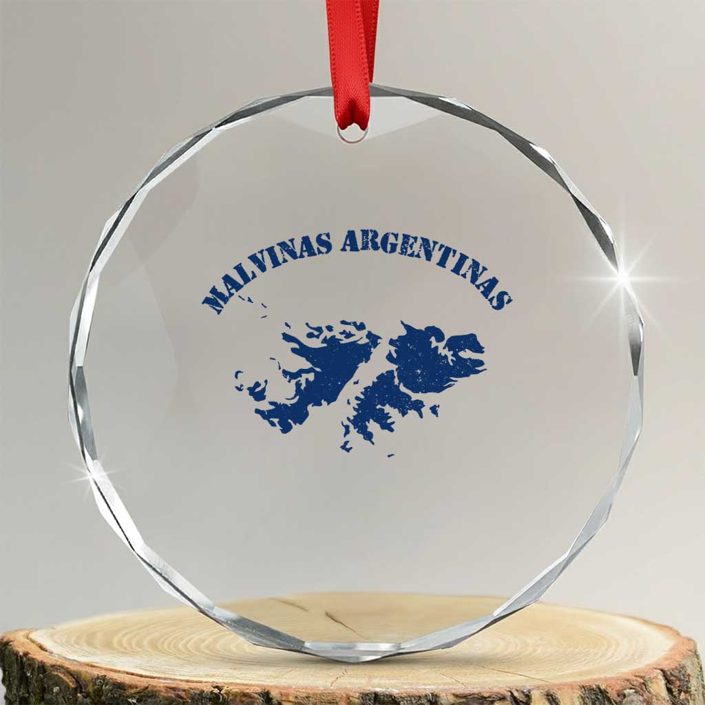 Retro Malvinas Argentinas Distressed Map Graphic Crystal Glass Ornament Argentine Island Sovereignty Heritage Pride TS02 Transparent Glass 3'' Circle Print Your Wear
