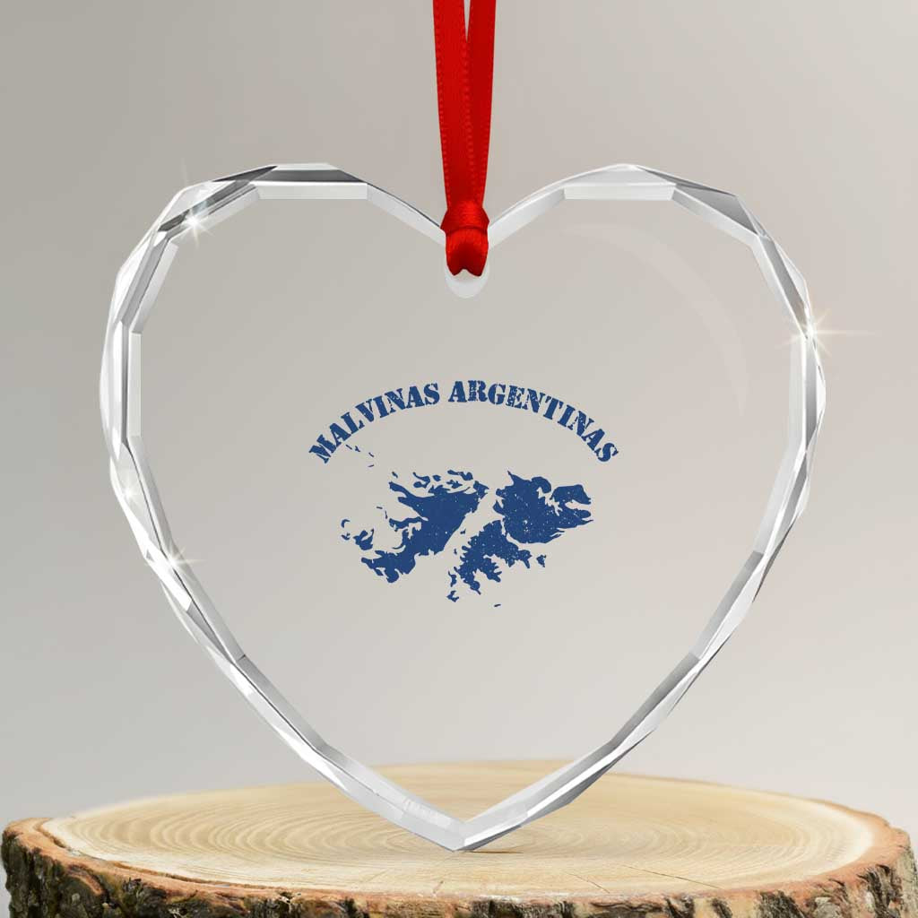 Retro Malvinas Argentinas Distressed Map Graphic Heart Crystal Glass Ornament Argentine Island Sovereignty Heritage Pride TS02 Transparent Glass 3'' Heart Print Your Wear