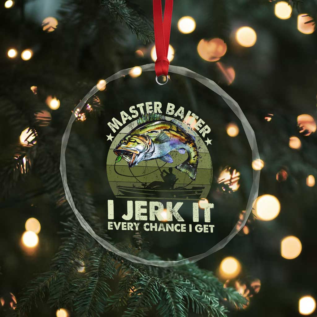 Retro Master Baiter Crystal Glass Ornament Funny Bass Fishing Fisher TS10 Print Your Wear