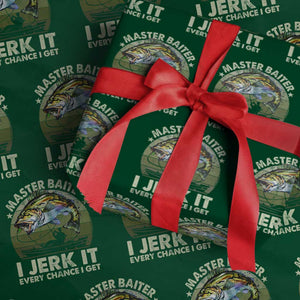 Retro Master Baiter Wrapping Paper Roll Funny Bass Fishing Fisher TS10 Green Print Your Wear