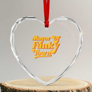 Retro Mayor of Funky Town Heart Crystal Glass Ornament Funny Vintage 70s Disco Party TS10 Transparent Glass 3'' Heart Print Your Wear