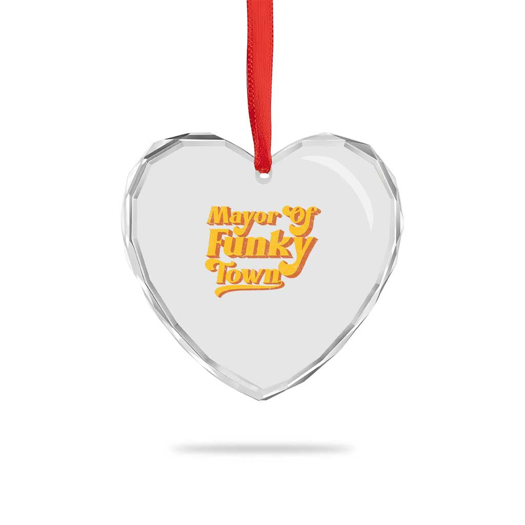 Retro Mayor of Funky Town Heart Crystal Glass Ornament Funny Vintage 70s Disco Party TS10 Print Your Wear
