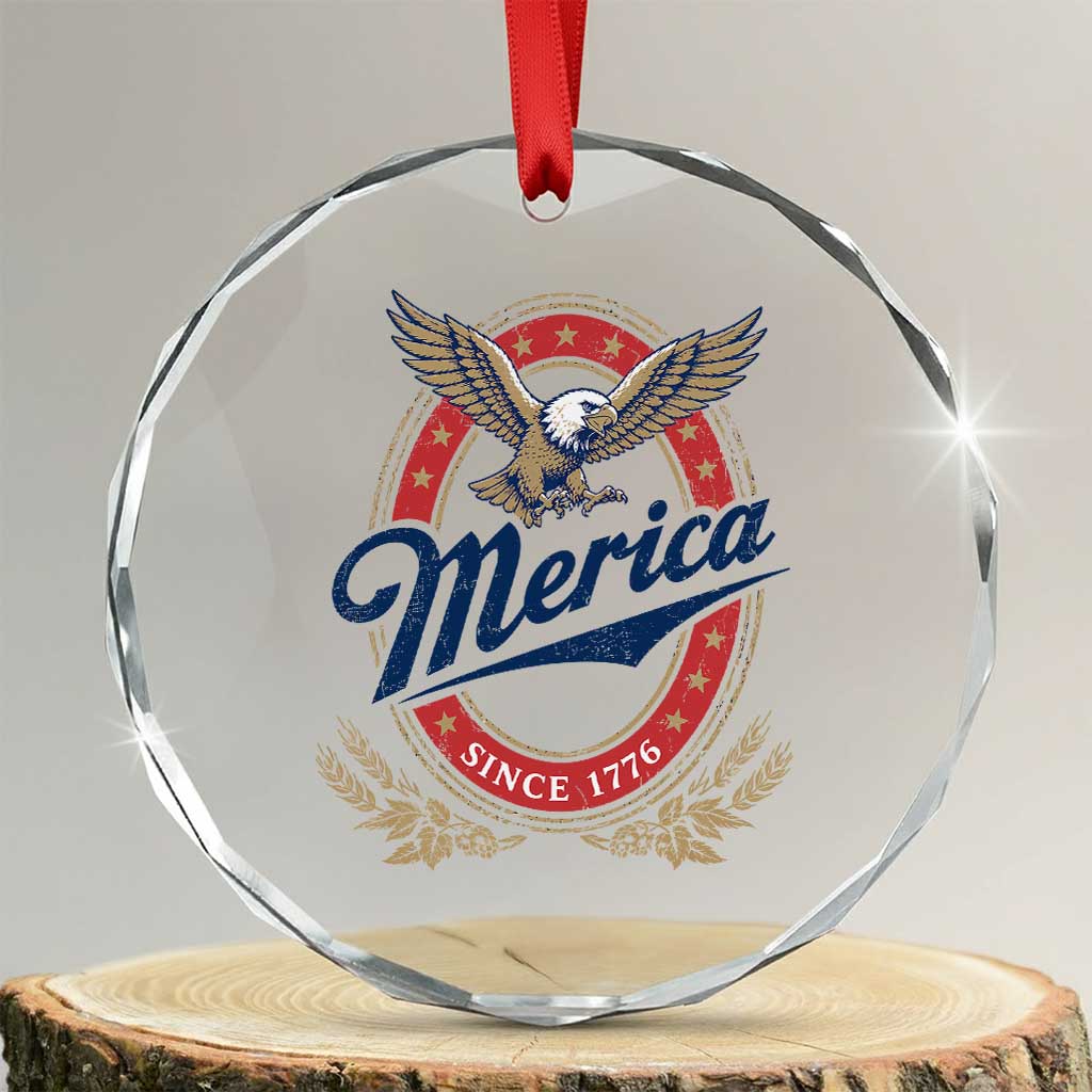 Retro Merica Eagle Funny 4th Of July Crystal Glass Ornament Vintage Independence Day 1776 TS10 Transparent Glass 3'' Circle Print Your Wear