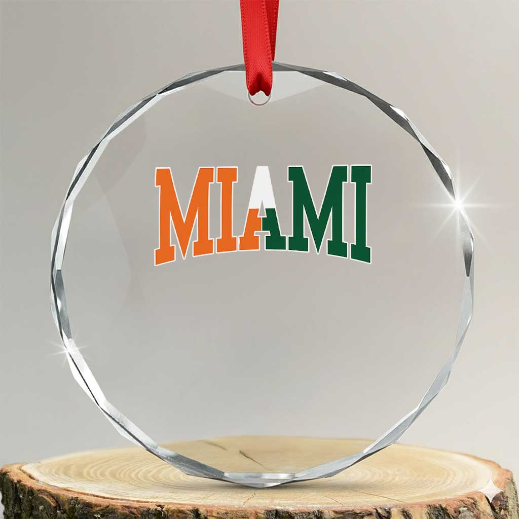 Retro Miami Crystal Glass Ornament Florida FL Vintage Classic Athletic Sports TS10 Transparent Glass 3'' Circle Print Your Wear