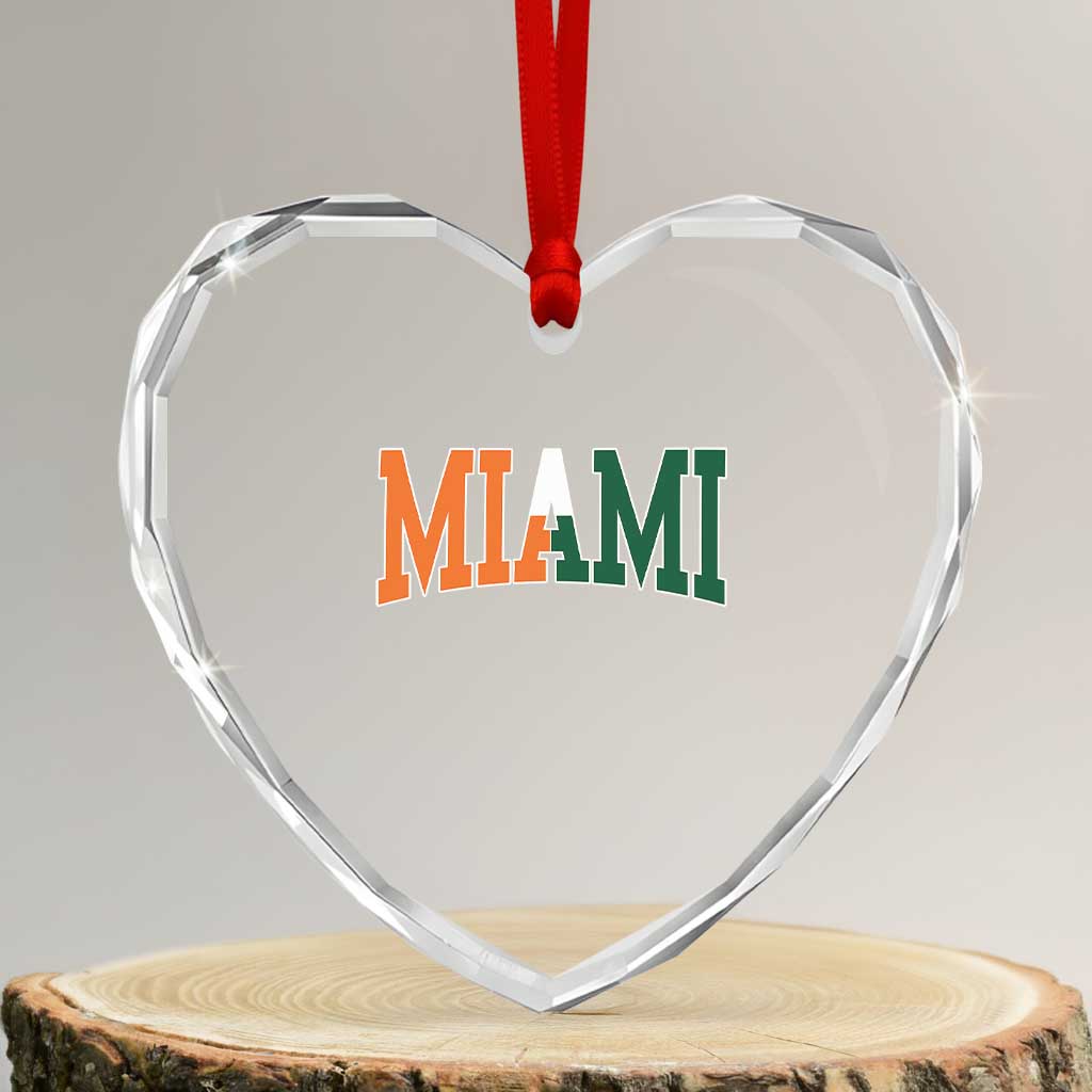 Retro Miami Heart Crystal Glass Ornament Florida FL Vintage Classic Athletic Sports TS10 Transparent Glass 3'' Heart Print Your Wear