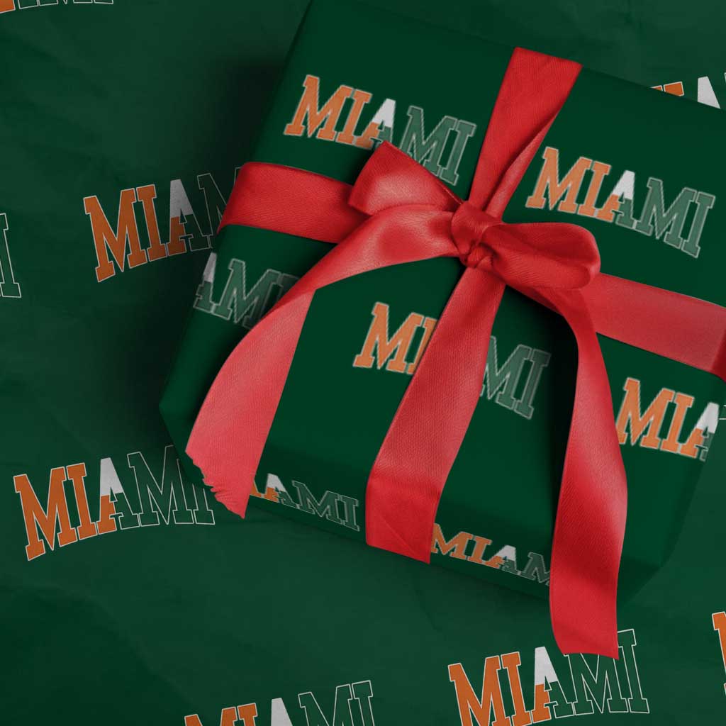 Retro Miami Wrapping Paper Roll Florida FL Vintage Classic Athletic Sports TS10 Green Print Your Wear