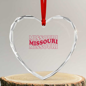 Retro Missouri State Pride Heart Crystal Glass Ornament Groovy Wavy Typography TS12 Transparent Glass 3'' Heart Print Your Wear